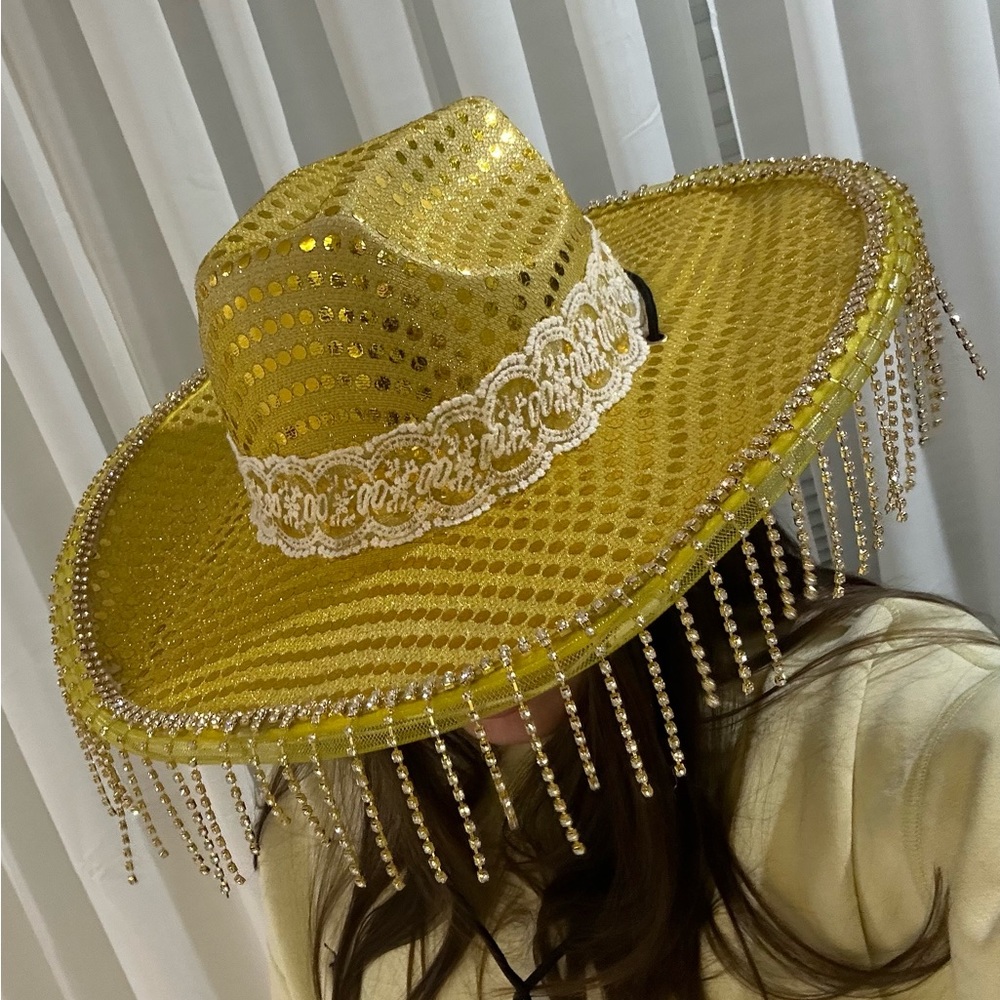Golden cowgirl hat